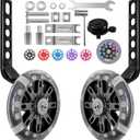 HAWENS Bike Training Wheels Mute Flash Wheels with Adjustable Bicycle Stabilizer Mounted Kit Compatible for 12 14 16 18 20 inch Single Speed Bike (Black)