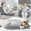 Pregnancy Pillows for Sleeping, 45.3 Inch Pregnancy Massage Pillow Full Body Pillow with Removable Cover - Support for Back, Legs, Belly, HIPS for Pregnant Women (Dark Grey)