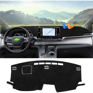 Autorder Dashboard Cover Mat for Toyota Sienna 2021-2024 2025 2026 Accessories Dash Cover Flannel Dash Mat Sunshade Glare UV Rays Protector