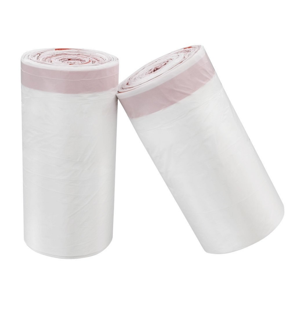 30 Gallon Drawstring Trash bags, White, 130 Counts
