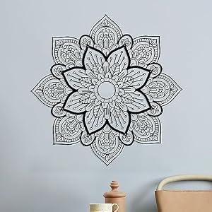 Resama Black Large Metal Round Mandala Wall Decor, Unique Lotus Flower Wall Art for Living Room Bedroom Bathroom Corridor Home room and Office decoration, 40"L x 40"W