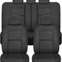 BDk Faux Leather Car Seat Cover Full Set - Front & Rear Split Bench Black Seat Covers For SUV & Truck Seat Covers, Airbag Compatible - Interior Protective Seat Covers for Car Seats & Car Accessories