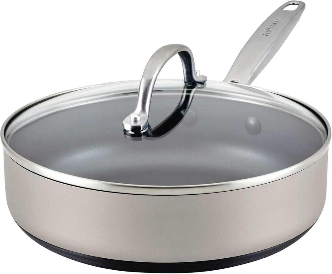 Anolon Achieve Hard Anodized Nonstick Saut Pan with Lid, 3 Quart - Silver