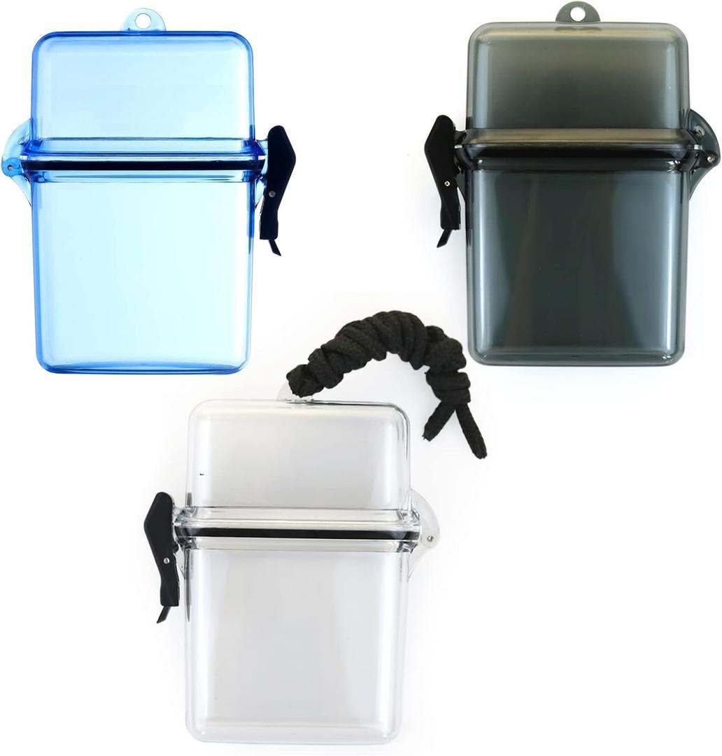 Sport Waterproof Case ID Card Badge Holder Floating Sports Case Heavy Duty Durable Locker Dry Box(Clear, Gray, Blue 3Pcs) (Blackwhitegrey)