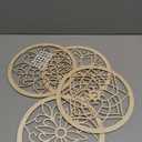 KOYILTD 4 Pieces Thicken Rustic Wall Decor, Flower Carved Wall Art, Wooden Hollow Carved Design(Round, 10in)