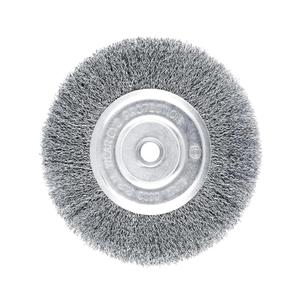 Bench Wire Wheel Brush Fine Crimped Steel Wire 0.008" with Arbor Bushing for Bench Grinder -4pack  6in Carbon Steel Fine
