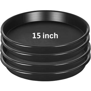 4 Pack 15 Inch Plant Saucer Plastic Plant Saucer Drip Trays Plant Saucers for Indoors Outdoor Plant (15 inch 4Pack) Black
