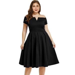 LALAGEN Women's Plus Size Vintage 1950s Party Cocktail Wedding Swing Midi Dress 2XL