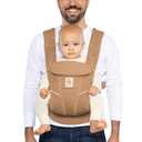 Ergobaby Omni Breeze Baby Carrier All Carry Positions - Breathable Mesh Baby Carrier Newborn to Toddler with Enhanced Lumbar Support & Airflow (7-45 Lb), Camel Brown