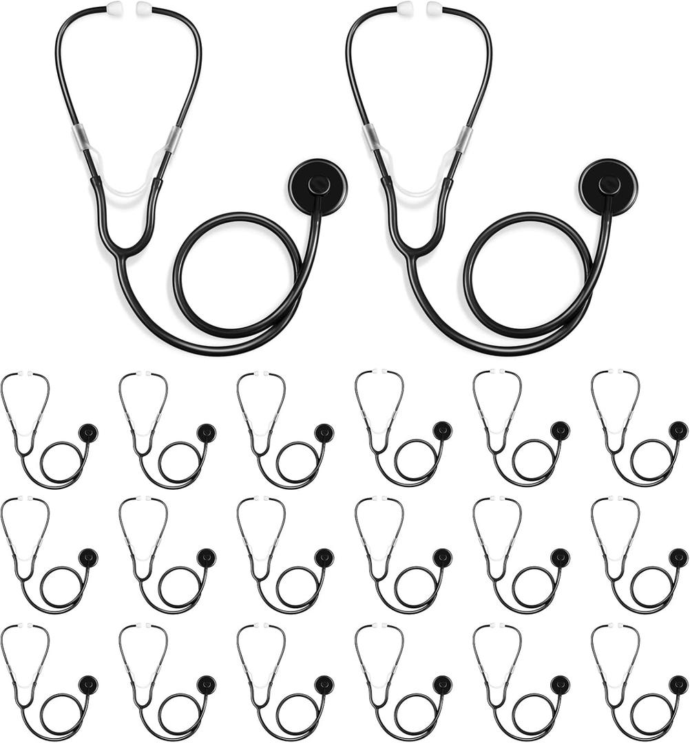 20 Pcs Kids Stethoscope Toy Real Working Plastic Stethoscope for Kids Role Play Girls Boys Doctor Nurse Accessories Costume School Career Day Cosplay(Black)