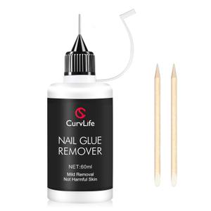 Curvlife Pinpoint Nail Glue Remover for Press on, 60ml Nail Remover for Nails Tips, Gentle Glue Remover for Gel x Nails, Non-Acetone Nail Polish Remover (2 Fl Oz (Pack of 1))