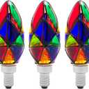 3 Pack LED Stained Glass Light Bulb E12 LED Bulb 2W (25W Equivalent) Candelabra Base Painted Night Light Mosaic Light Bulb Party Stainglass - Tiffany Light Bulbs