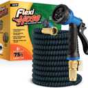 Flexi Hose Expandable Garden Hose with 8 Function Nozzle, 75FT - Lightweight Retractable Garden Hose, Water Hose - No-Kink Flexibility, 3/4 Inch Solid Brass Fittings and Double Latex Core