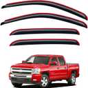 In-Channel Rain Guards for 2007-2013 Chevy Silverado 1500/ GMC Sierra 1500/ Avalanche Crew Cab, Window Visor Shields Vent Deflector Shade Wind Dark Smoke for 07-14 Silverado/Sierra 2500 3500HD