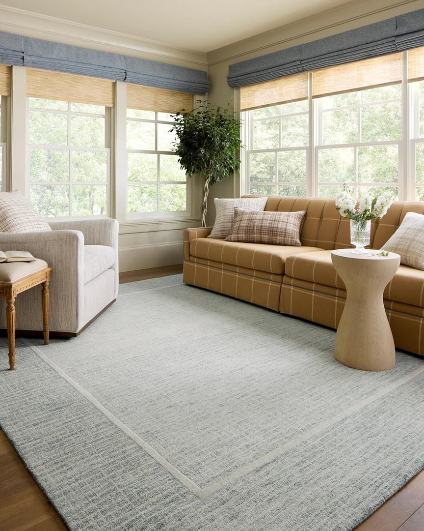 Loloi Chris Loves Julia Briggs Collection, Mist & Ivory, 2'-0" x 5'-0" Accent Rug  Minimal Gritted Design Area Rugs for Living Room Bedroom Entryway & Hallway No Shed High Traffic Home Decor Rug