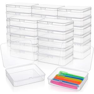 Kifmurase 30Pcs Clear Plastic Beads Storage Containers Box with Lid, 4.5x3.4 Inches Clear Rectangle Box, Plastic Crayon Boxes with Lid, Mini Storage Containers for Small Items, Crafts, Jewelry