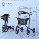 WOTURE Foldable Rollator Walker with Seat & Backrest 16 lb Ultra-Light Mobility Aid, 8" All-Terrain Wheels for Indoor/Outdoor Use, Adjustable Handles & Dual Brakes, Includes Storage Bag, Blue