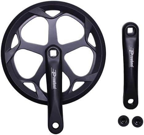 PROWHEEL 152MM/160MM/165MM/170MM/175MM Bike Crankset,46T/48T/52T Steel Chainring Bike Crank Arm Set,Double ChainWheel and Replacement Chain Guard,Compatible with City Bike,MTB,Electric Bicycle,Cargo