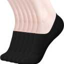 DIBAOLONG Women's No Show Socks Non Slip Flat Boat Line Low Cut Socks (6-12 Packs) (Black)