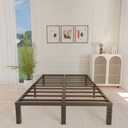 ALDRICH 12 Inch Metal Full Size Bed Frame - Double Black Basic Steel Slats Platform, Easy Assembly Heavy Duty Noise Free Bedframes, No Box Spring Needed