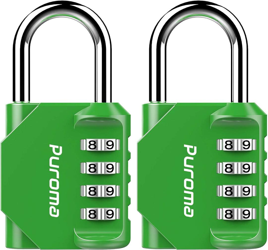 Puroma 2 Pack Combination Lock for Locker 4 Digit Outdoor Waterproof Padlock for School, Gym, Sports, Fence, Toolbox, Gate, Case, Outdoor, Hasp Storage, Cabinets (Green)