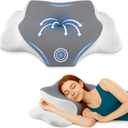 Cervical Neck Memory Foam Pillow for Sleeping, Firm Support Two Heights Side Sleeper Pillow, Ergonomic Contour Pillow for Neck Shoulder Pain Relief (Gray& White)