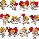 60pcs Valentine's Day Cupid Theme DIY Cutouts The Love God Hearts Bulletin Board Decoration Set DIY Love Gods Paper Cut-Outs Decor for Valentines Classroom Photo Craft Party School Wall Door Supplies