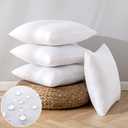 EMEMA Pack of 4 Outdoor Pillow Inserts Waterproof Throw Pillow Premium Fluffy Decorative Cushion Square Inner Soft for Patio Furniture Garden Sleeping Bed Couch Sofa Bedroom 12x12 Inch 30x30 cm