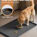 Dog Food Mat 36"x24", Waterproof Pet Feeding Mat with Diversion Grooves and Raised Edges, Large Non-Slip Dog Bowl Mat for Food and Water, Cat Food Mat for Floors, Easy to Clean, Grey