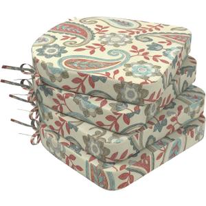 DYTXIII Outdoor Chair Cushions Set of 4, 19"x19"x2.5" Water Repellent & Fade Resistant Patio Dining Seat Cushions with Tie Straps, Indoor Outdoor Chair Pads for Patio Furniture -Paisley Vintage