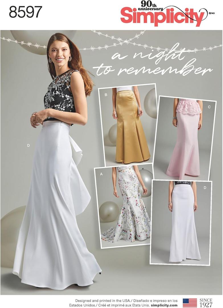 Simplicity US8597BB Women's Special Occasion Skirt Sewing Patterns, Sizes 18W-26W
