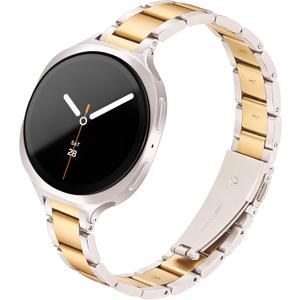 WIPALOR Slim Metal Band for Samsung Galaxy Watch 8 Band 40mm 44mm/Galaxy Watch 8 Classic 46mm for Women, Thin Stainless Steel Dressy Replacement Bracelet for Samsung Galaxy 8 Watch band-Starlight/Gold