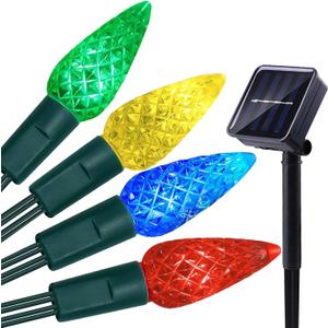 ITICdecor Solar C6 Strawberry String Lights Outdoor, 50LED LED Christmas Fairy Lights Decor, 8 Lighting Mode, Waterproof for Indoor Outdoor Patio Xmas Tree Party Decor(Multicolor)