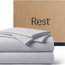 REST Evercool+ Cooling Sheet Set, Queen Size, Light Gray, Breathable Bed Sheets for Hot Sleeper and Night Sweats, with Pillowcases, with Ionic+ Self-Cleaning Silver Yarn for Sensitive Skin, 4PCS