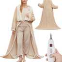 GarveeHome Wearable Heated Blanket with Foot Pocket,Electric Snuggle Blanket with Sleeves,6 Heating Levels & 2/4/8/10H Time Settings,Machine Washable,Gift for Family & Friends,50 * 70"+18", Khaki