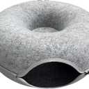 liefoytimn Tunnel nest, Donut nest, Fun Ventilation peep Hole, Detachable Zipper cat Bed, Felt Washable, All Season Universal cat Bed Suitable for Cats (Light Gray, Small)