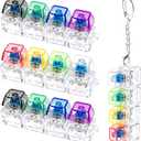 4 PCS Keyboard Fidget Toy, Keyboard Fidget Keychain 4-in-1 Keyboard Decompression Button Finger Clicker Toys, Button Stress Relief Fidget Gifts (Transparent Colorful)