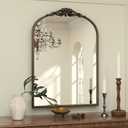 Keonjinn Vintage Mirror for Wall, 24" x 36" Bronze Antique Mirrors with Metal Frame, Baroque Style Decoration for Mantle, Bathroom, Living Room, Fireplace, Bedroom, French Cleat Mounting