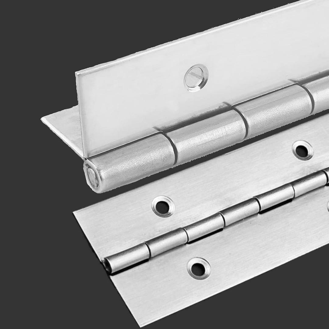 2 Piece 2" x 20" Stainless Steel Piano Hinge, 0.060" / 1/16" Thick Heavy Duty With Holes, Silver Continuous Hinges for Wood Furniture Mailbox Tool/Storage Boxes Cabinets Door