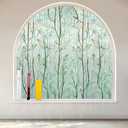 QHY Sunshine Window Privacy Film with Installation Tools Home Decorative Colored Glass Window Stickers Reusable electrostatic Window Stickers (Green Plants, 45.2 * 78.7 in)