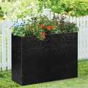 BAYN 32x12x24 Inch Rectangular Metal Planter Box – Black Hand-Hammered Metal Planter with Pre-Drill Holes, Heavy Duty Outdoor Garden Planter for Patio, Porch, Yard