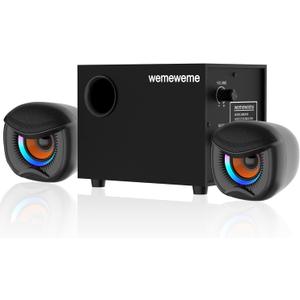 Wemeweme Computer Speakers, PC Speakers with Subwoofer, 2.1 Gaming Speakers for Desktop PC, USB Powered Wired 3.5mm Aux for Monitor, Laptop, Desk