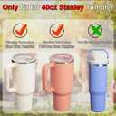 2-Pack Leak Proof Lid Replacement 40 oz, Only Fit for Stanley Quencher H2.0 Tumbler, Reusable Flip Straw Lid Top Cover for Stanley 40oz Cup Accessories, Replacement of Leaking Original Lids, Cream