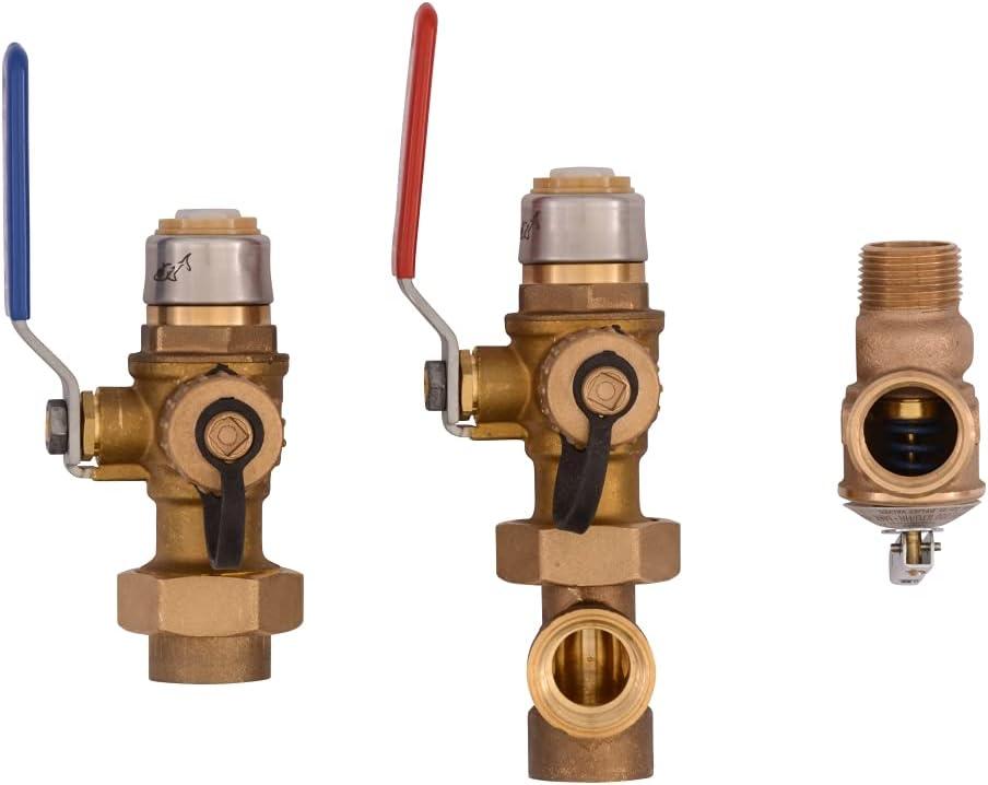 SharkBite 3/4 Inch Push to Connect Tankless Water Heater Valves Installation Kit, 25374