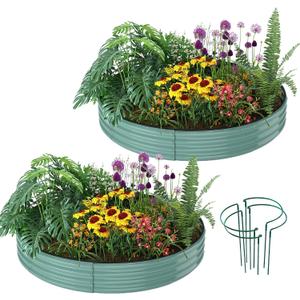 ZFHgarden Galvanized Metal Planter Raised Garden Bed Kit for Gardening Outdoor Garden Box Raised Flower Bed 2PC Green 3X3X1FT, 3x3x1FT2pcs