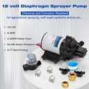 12 Volt Sprayer Pump, Soft Wash Pump, 2.5GPM 60PSI, 8 Amps, Chemical and Corrosion Resistant, Compatible with Roundup, Pressure Switch and Self-Priming for Agricultural Spraying