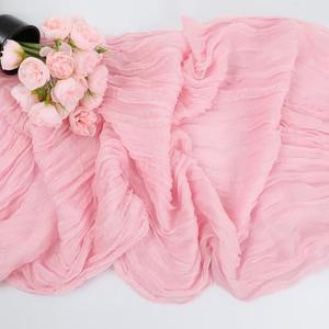 4 Pack Cheesecloth Table Runner Rustic Sheer Boho Gauze 35 x 120 Inch Long Centerpiece Cheese Cloth for Bridal Baby Shower Summer Spring Decorations Blushing Pink