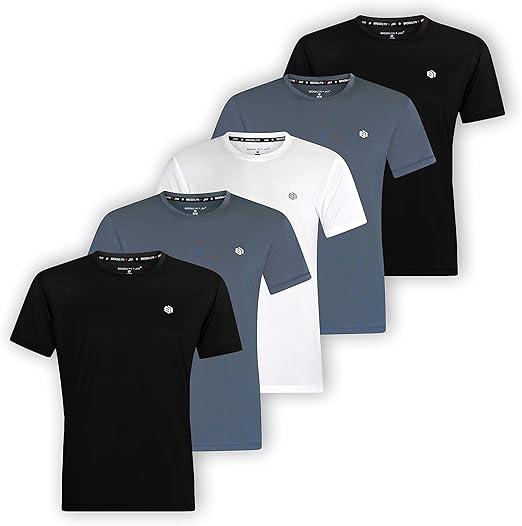 BROOKLYN + JAX Men’s Dry-fit Moisture Wicking Active Crew Neck T-Shirt Pack Of 5, Medium