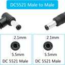 2 x 90 Degree 12V DC 5521 Male to Male Extension Cord 1.6FT, Camera Power Cord