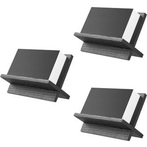 Set of 3 Business Card Holders for Desk - Black Wood Small Cards Holder, Professional Desktop Business Card Stand Display, Wooden Name Card Holder